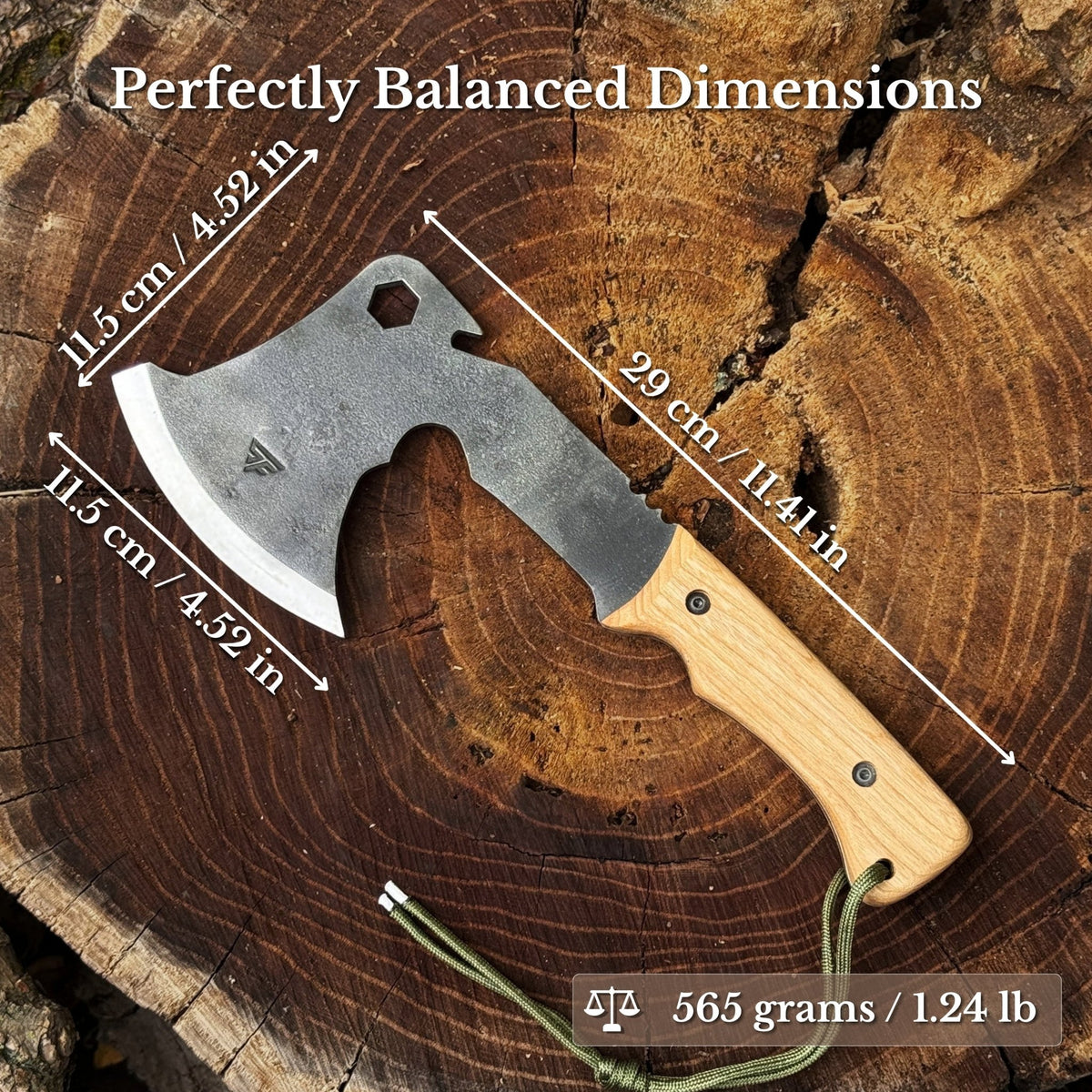 Hand-Forged Bushcraft Axe, 565 g / 1.24 lb - 3