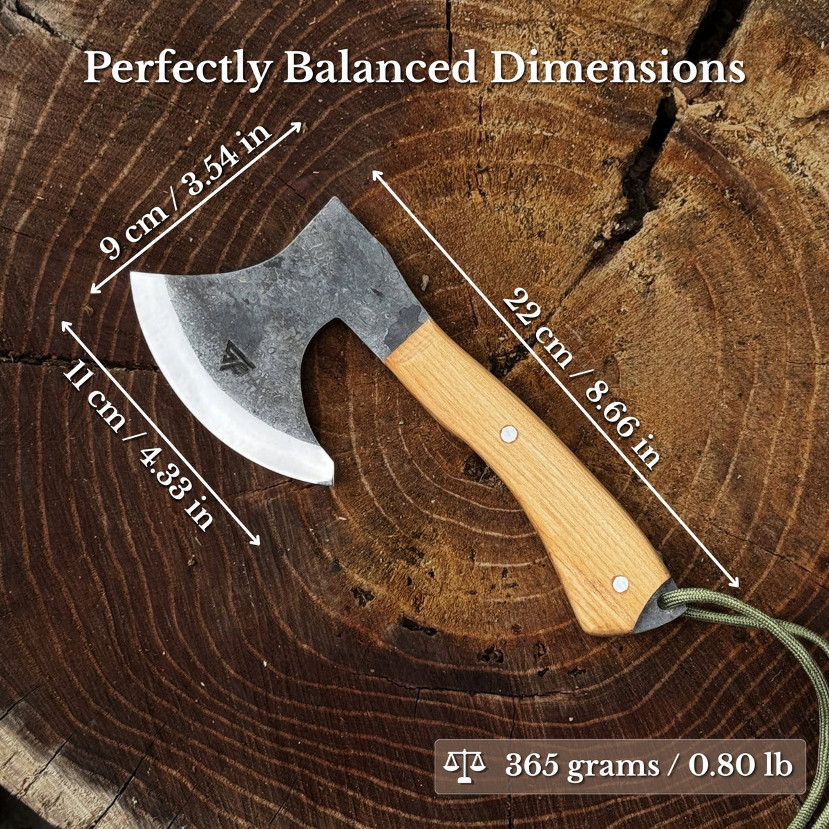 Hand-Forged Bushcraft Hatchet, 365 g / 0.80 lb - 3