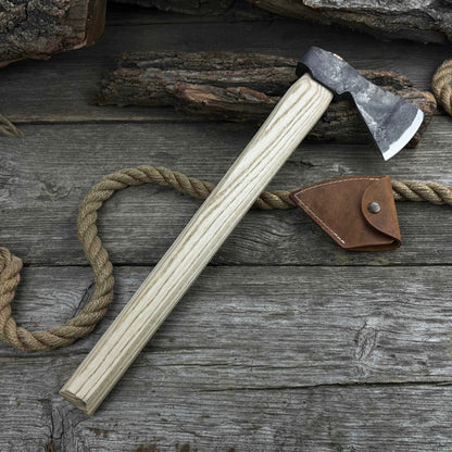 Hand - Forged Bushcraft Hatchet with Leather Back Sheath, 0.74 kg (1.63 lb) - 6