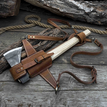Hand - Forged Bushcraft Hatchet with Leather Back Sheath, 0.74 kg (1.63 lb) - 2