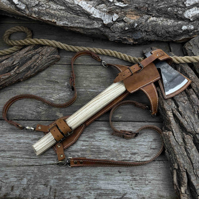 Hand - Forged Bushcraft Hatchet with Leather Back Sheath, 0.74 kg (1.63 lb) - 1