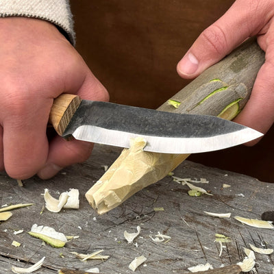 Hand-Forged Bushcraft Knife, 10 cm (3.9 in) Blade with Leather Sheath - 5