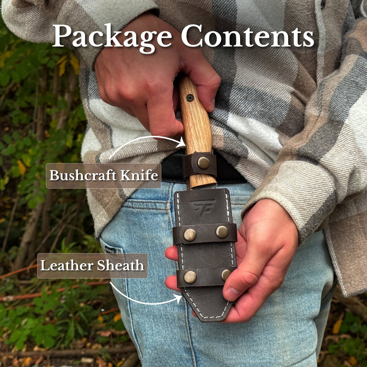 Hand-Forged Bushcraft Knife, 10 cm (3.9 in) Blade with Leather Sheath - 9