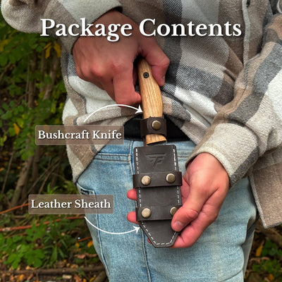Hand-Forged Bushcraft Knife, 10 cm (3.9 in) Blade with Leather Sheath - 9