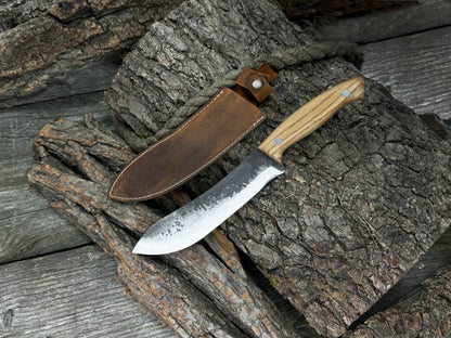 Hand - Forged Bushcraft Knife, 17 cm (6.7 inches) with leather sheath - 5