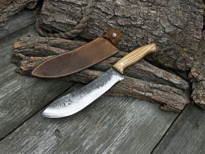 Hand - Forged Bushcraft Knife, 17 cm (6.7 inches) with leather sheath - 2