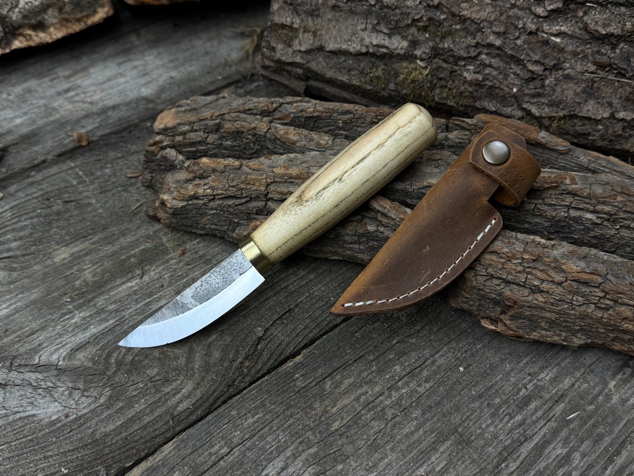 Hand - Forged Bushcraft Knife, 7.5 cm (2.9 inches) with leather sheath - 5