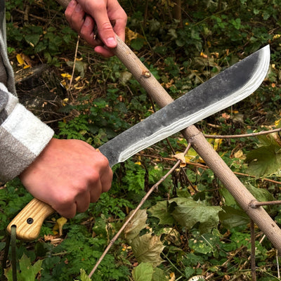 Hand Forged Bushcraft Machete with Leather Sheath, 33 cm / 12.99 in - 4