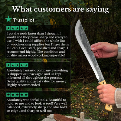 Hand Forged Bushcraft Machete with Leather Sheath, 33 cm / 12.99 in - 11