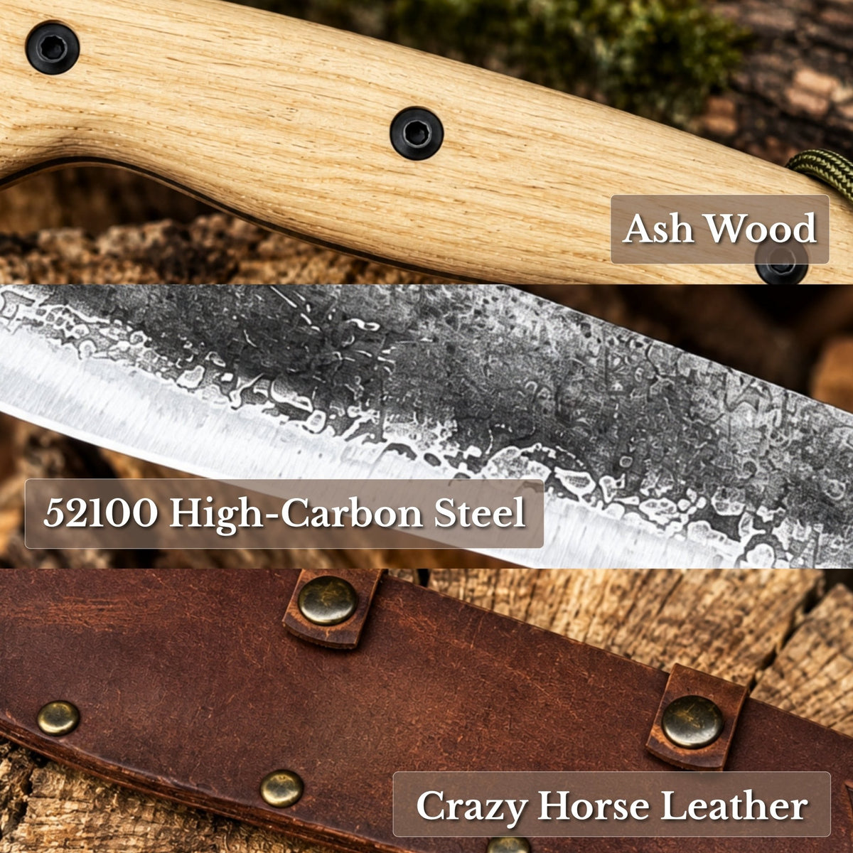 Hand Forged Bushcraft Machete with Leather Sheath, 33 cm / 12.99 in - 7