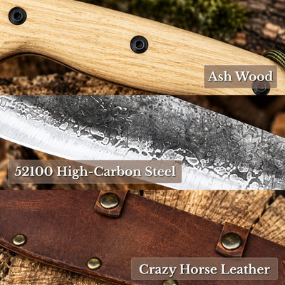 Hand Forged Bushcraft Machete with Leather Sheath, 33 cm / 12.99 in - 7