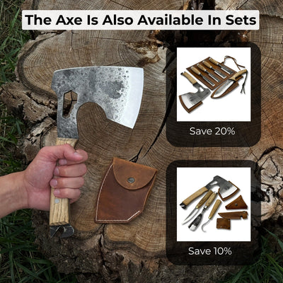 Hand - Forged Camping (Chopping) Axe, 0.6 kg (1.32 Ibs) - 10