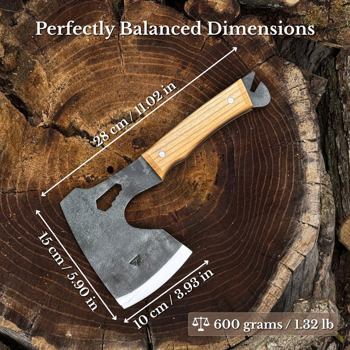 Hand-Forged Camping (Chopping) Axe, 0.6 kg (1.32 Ibs) - 3