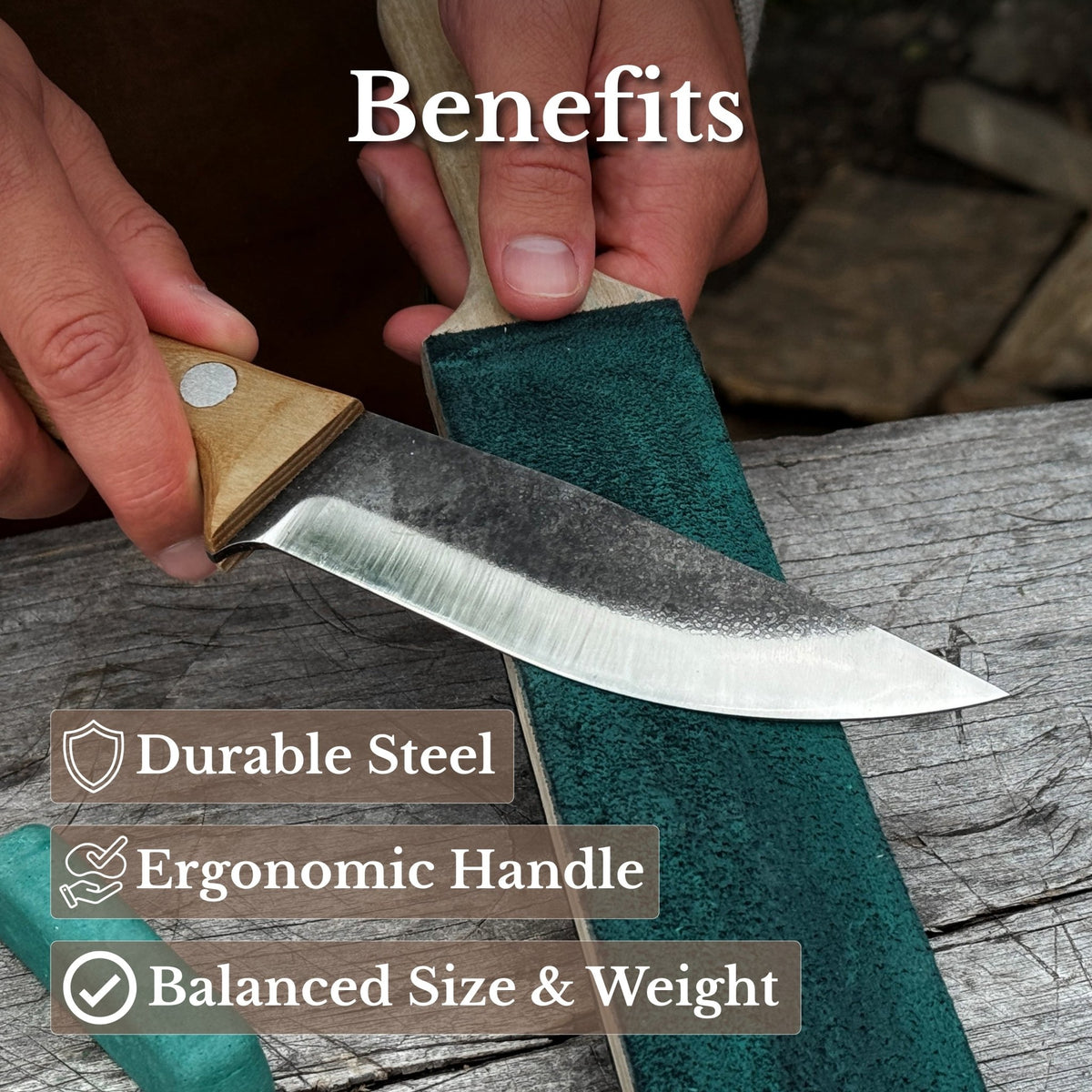 Hand-Forged Camping Knife, 12 cm / 4.72 in - 8
