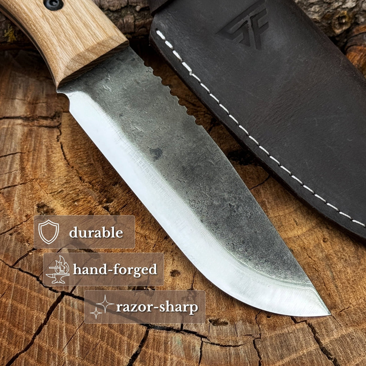 Hand-Forged Camping Knife, 12.5 cm (4.9 inches) - 3