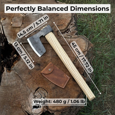 Hand - Forged Carpenter's Axe with Leather Sheath, 0.84 kg (1.85 lb) - 2