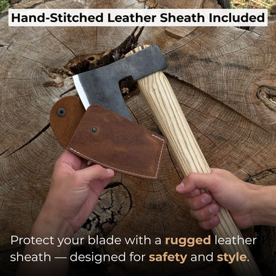 Hand - Forged Carpenter's Axe with Leather Sheath, 0.84 kg (1.85 lb) - 5