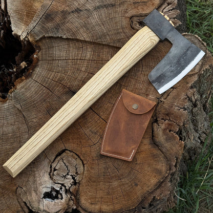 Hand - Forged Carpenter's Axe with Leather Sheath, 0.84 kg (1.85 lb) - 1