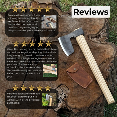 Hand - Forged Carpenter's Axe with Leather Sheath, 0.84 kg (1.85 lb) - 10