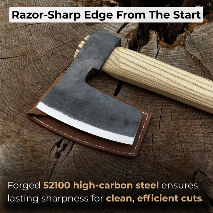 Hand-Forged Carpenter's Axe with Leather Sheath, 0.84 kg (1.85 lb ...