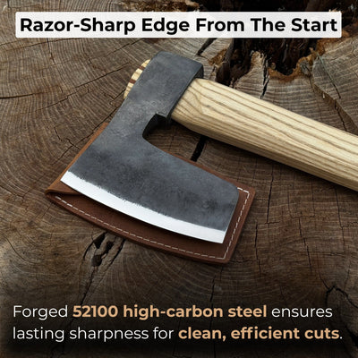 Hand - Forged Carpenter's Axe with Leather Sheath, 0.84 kg (1.85 lb) - 3