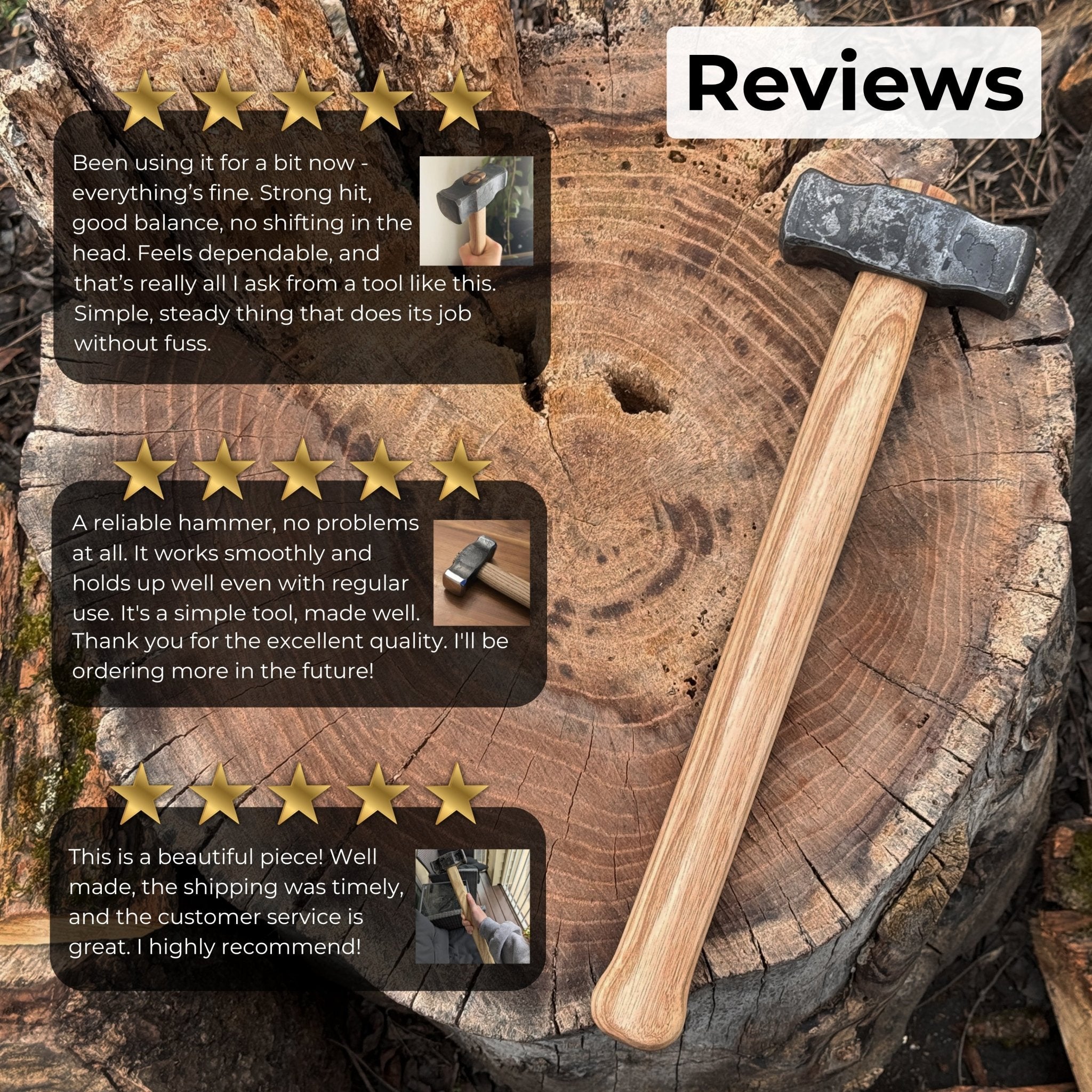 Hand-Forged Double Blacksmith's Hammer, 1 kg (2.2 lbs) - 8