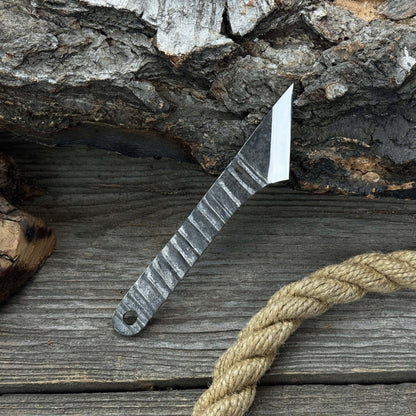 Hand - Forged Kiridashi Knife, 14 cm (5.51 inches) with Leather Sheath - 9