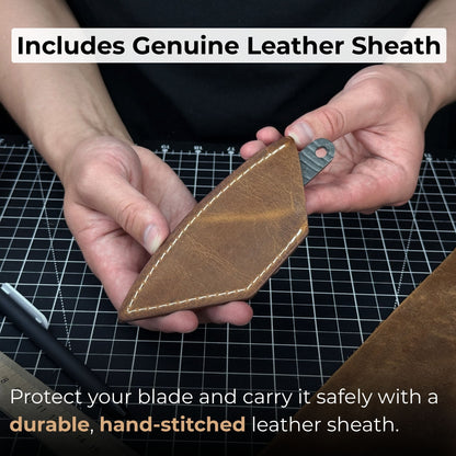 Hand - Forged Kiridashi Knife, 14 cm (5.51 inches) with Leather Sheath - 5