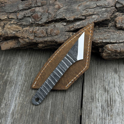 Hand - Forged Kiridashi Knife, 14 cm (5.51 inches) with Leather Sheath - 3