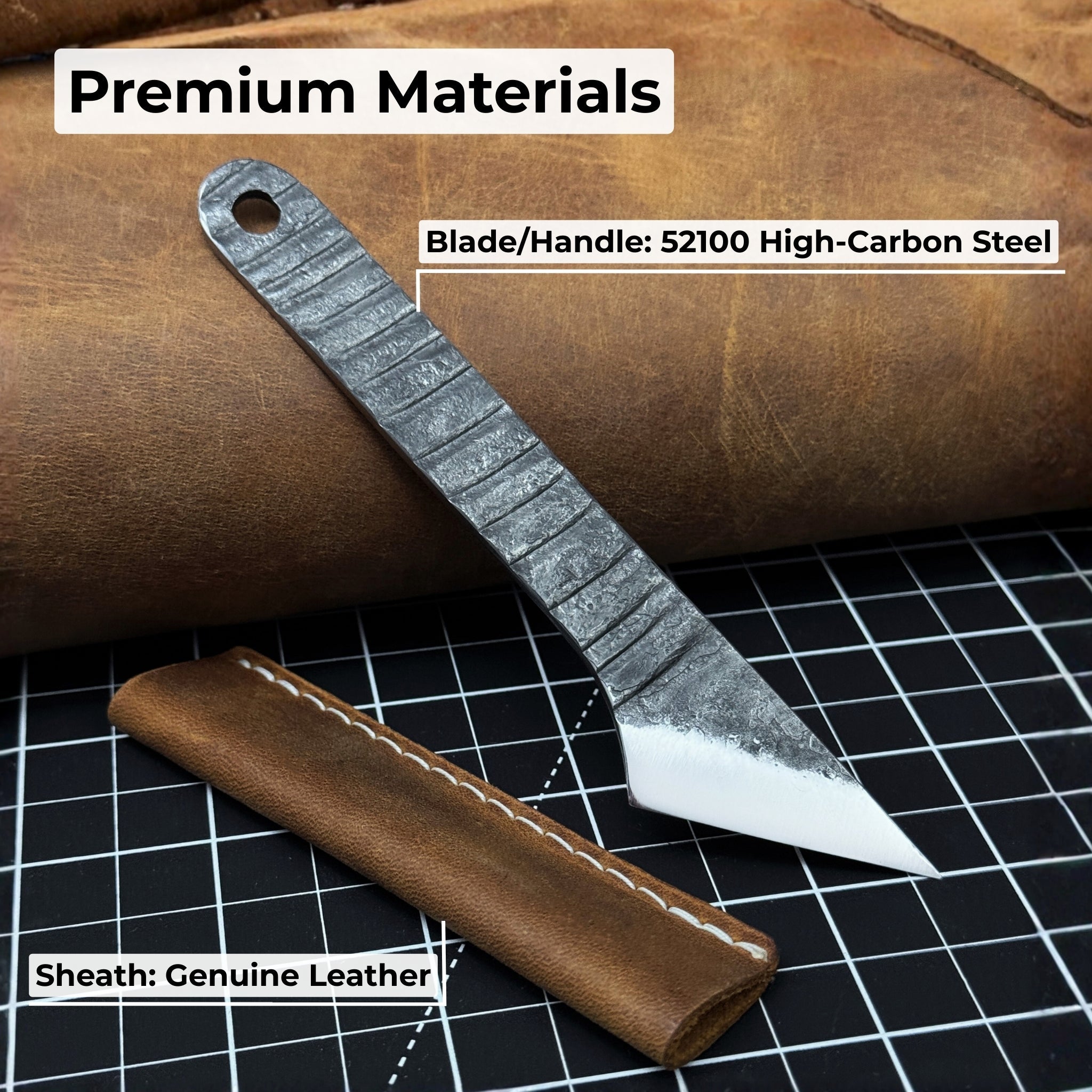 Hand - Forged Kiridashi Knife - Razor - Sharp Carbon Steel Blade with Leather Sheath - 7