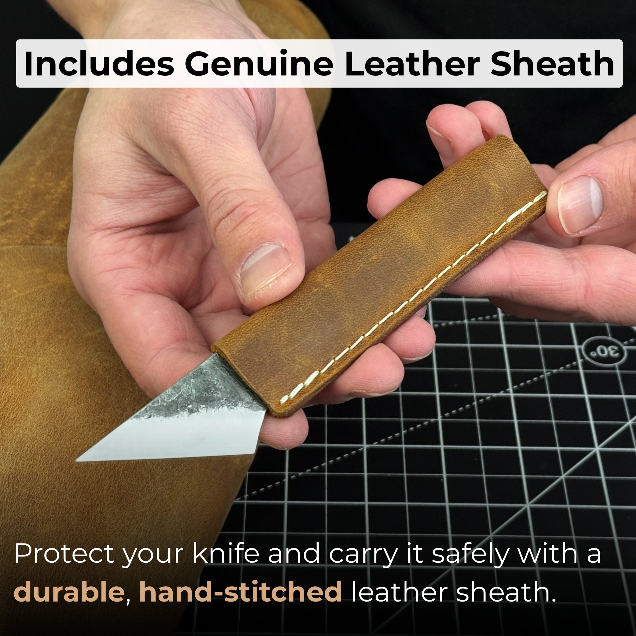 Hand - Forged Kiridashi Knife - Razor - Sharp Carbon Steel Blade with Leather Sheath - 5