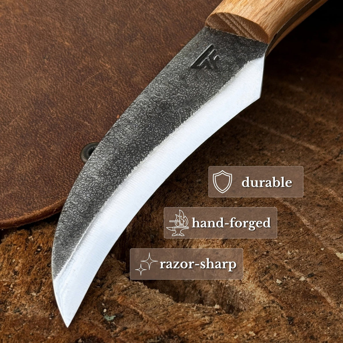 Hand-Forged Knife for Mushroom Foraging, 8 cm (3.15 inches) - 2