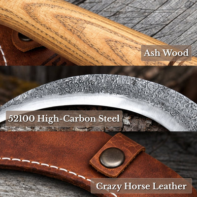 Hand-Forged Large Sickle, ⌀19 cm (7.5 inches) Blade, Leather Belt Attachment - 6