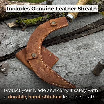 Hand - Forged Large Sickle, ⌀19 cm (7.5 inches) Blade, Leather Belt Attachment - 4