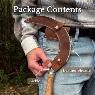 Hand-Forged Large Sickle, ⌀19 cm (7.5 inches) Blade, Leather Belt Attachment - 9