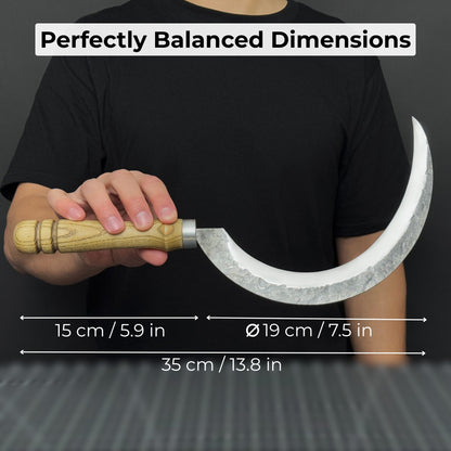 Hand - Forged Large Sickle, ⌀19 cm (7.5 inches) Blade, Leather Belt Attachment - 5