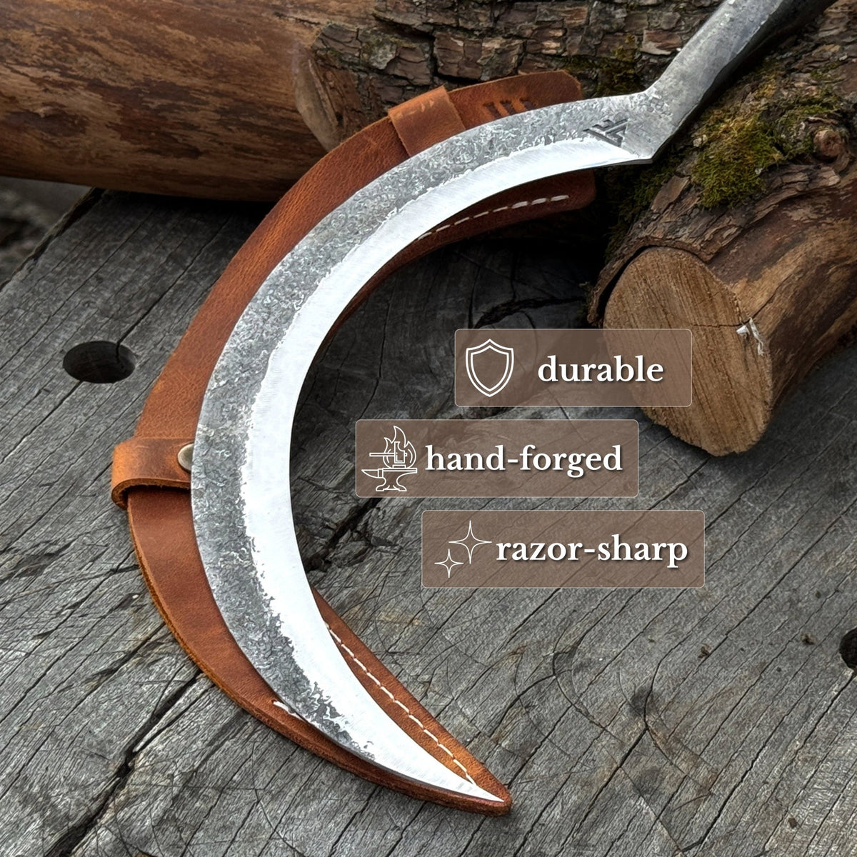 Hand-Forged Large Sickle, ⌀19 cm (7.5 inches) - 3