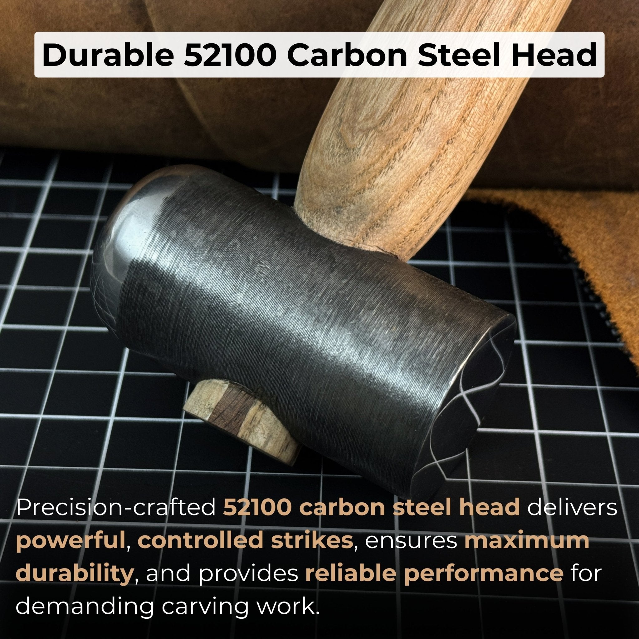 Hand-Forged Leather Hammer, 500 g (17.6 oz) - 3