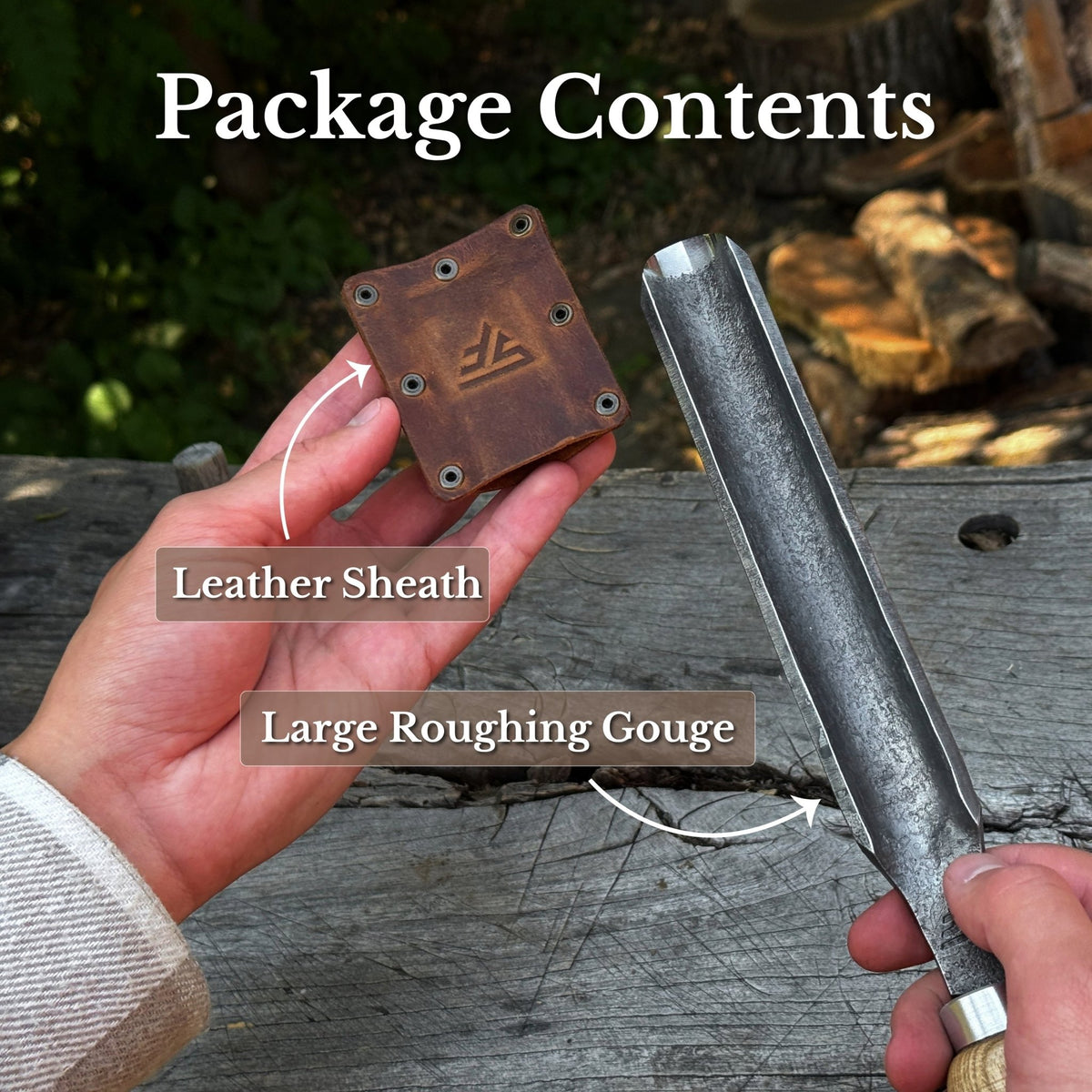 Hand-Forged Roughing Gouge 30mm (1.18 inches) for Woodturning with Leather Sheath - 9