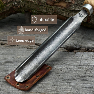 Hand-Forged Roughing Gouge 30mm (1.18 inches) for Woodturning with Leather Sheath - 2