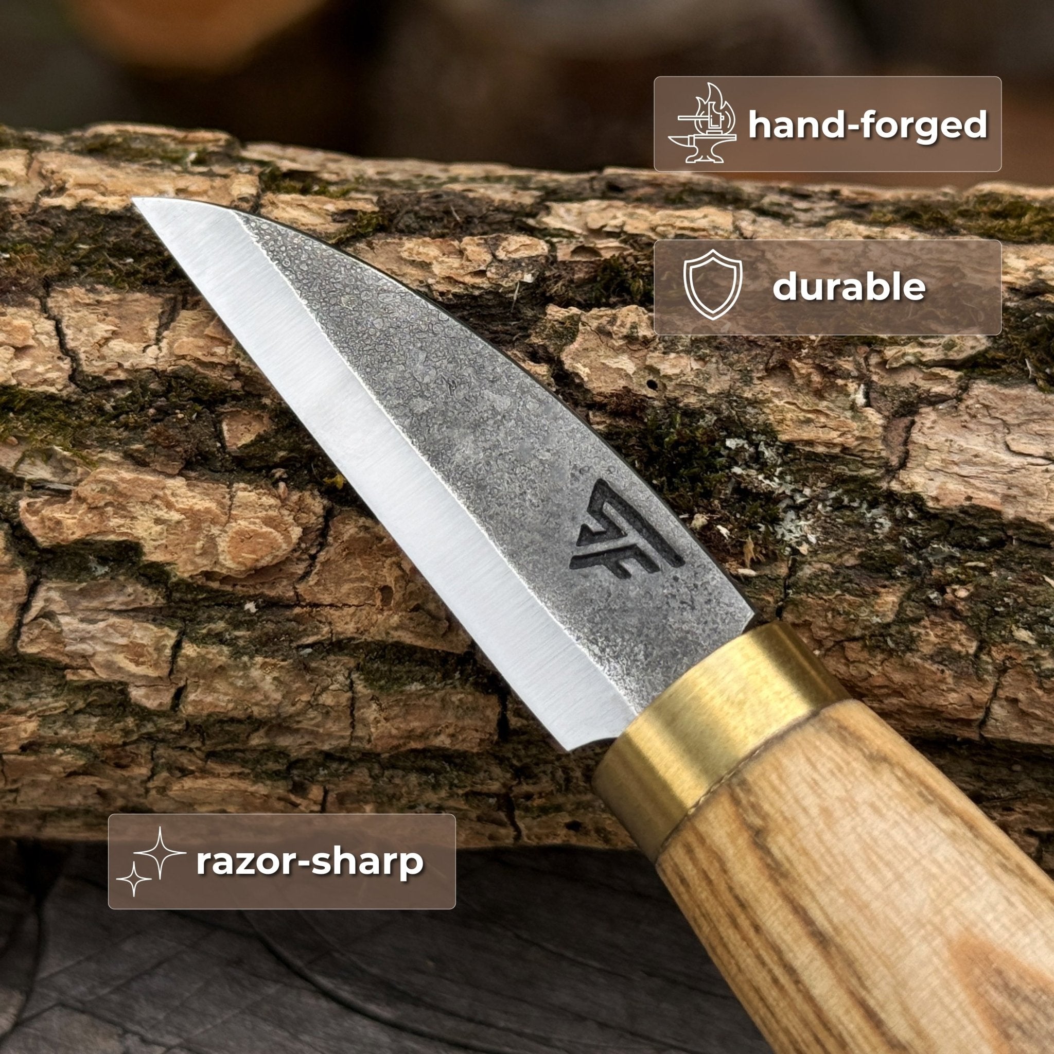 Hand-Forged Roughing Knife, Blade 5 cm (1.97 inches) - 2