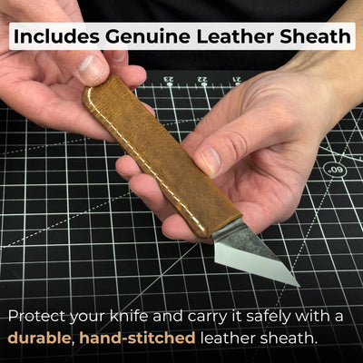 Hand - Forged Single - Bevel Kiridashi Knife with Leather Sheath - 5