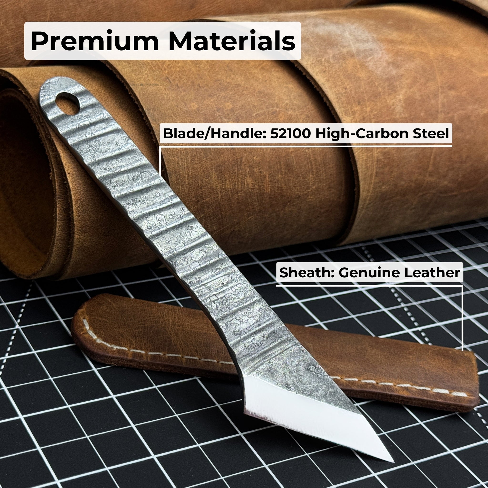 Hand - Forged Single - Bevel Kiridashi Knife with Leather Sheath - 7