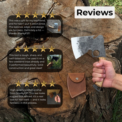 Hand - Forged Small Camping Axe with Curved Handle, 0.52 kg (1.15 Ibs) - 9