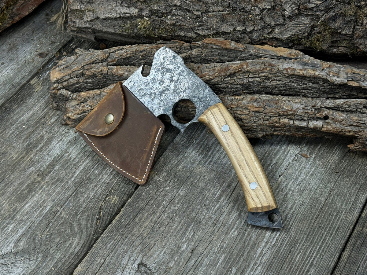 Small Hand Ax Hand-Forged Small Camping Axe with Curved Handle, 0.52 kg (1.15 Ibs ...
