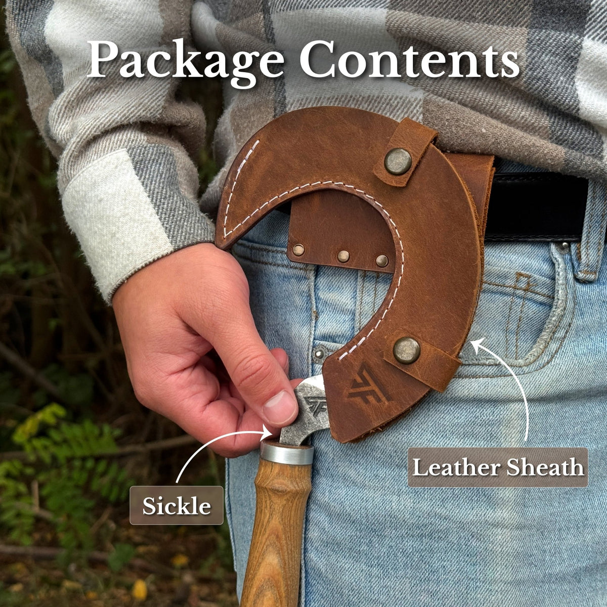 Hand-Forged Small Sickle – 9 cm (3.54 inches) Blade with Leather Belt Attachment - 9