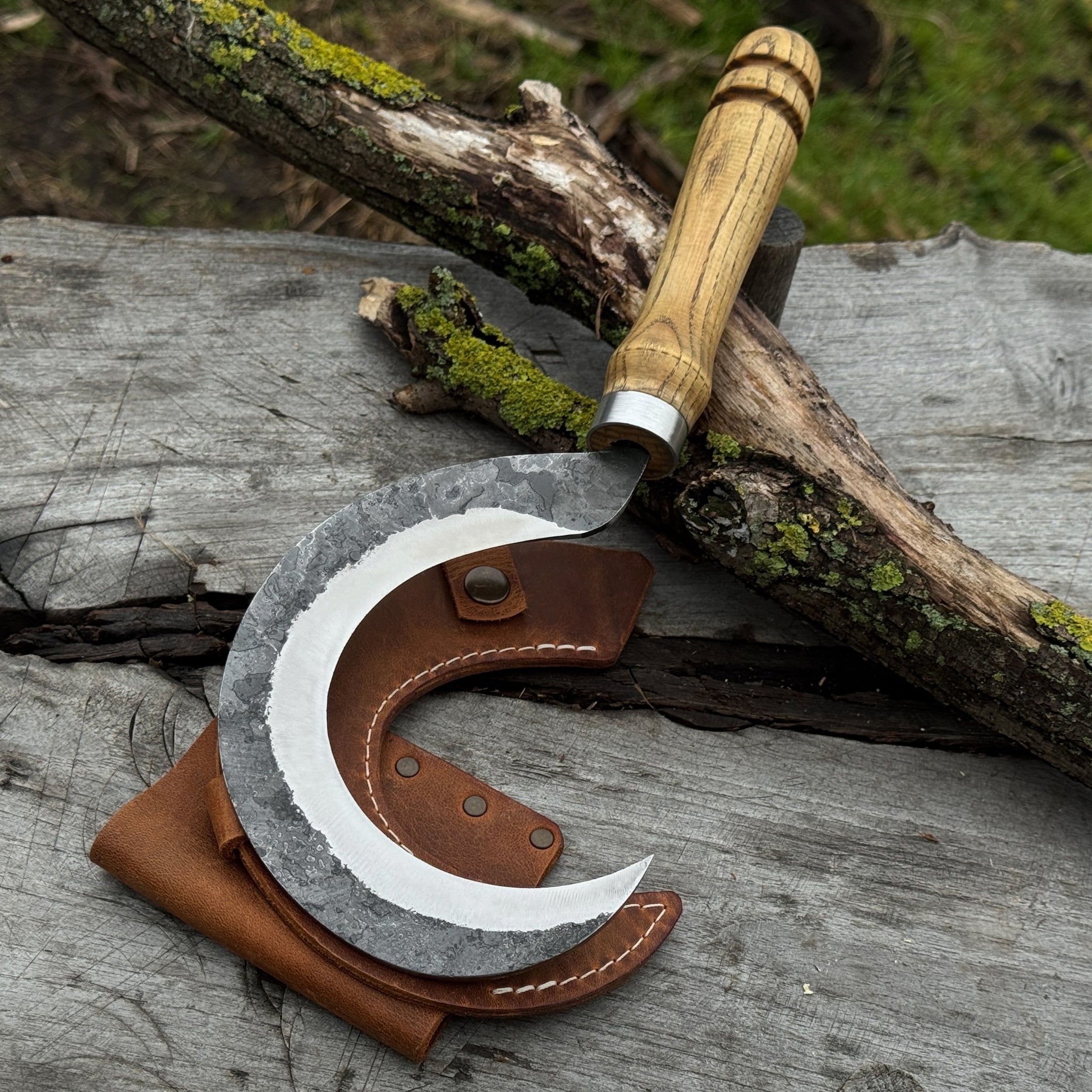 Hand - Forged Small Sickle – 9 cm (3.54 inches) Blade with Leather Belt Attachment - 1