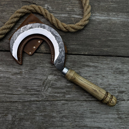 Hand - Forged Small Sickle – 9 cm (3.54 inches) Blade with Leather Belt Attachment - 6