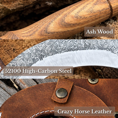 Hand-Forged Small Sickle – 9 cm (3.54 inches) Blade with Leather Belt Attachment - 7