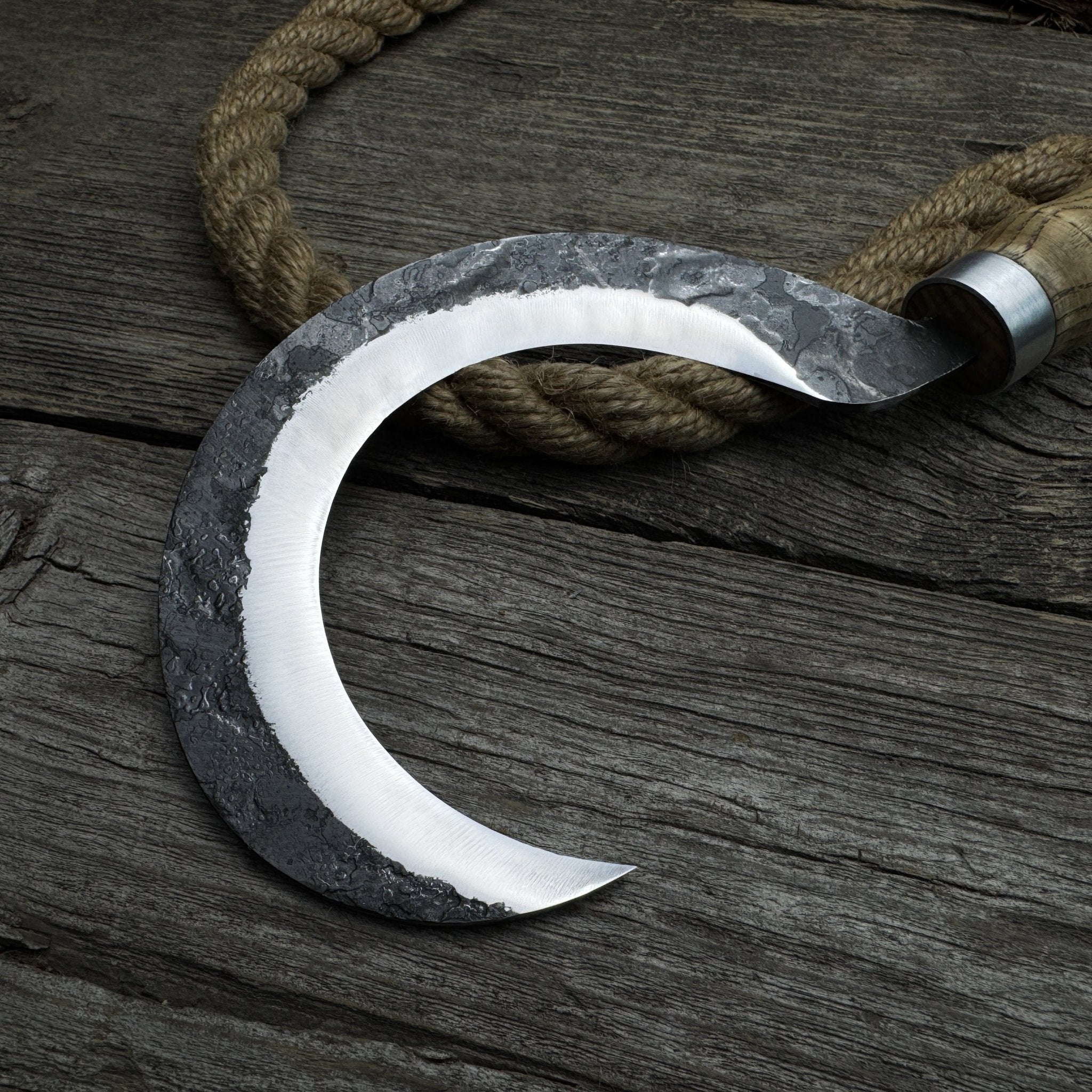 Hand - Forged Small Sickle – 9 cm (3.54 inches) Blade with Leather Belt Attachment - 8